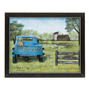 Dog in Truck Framed Print
