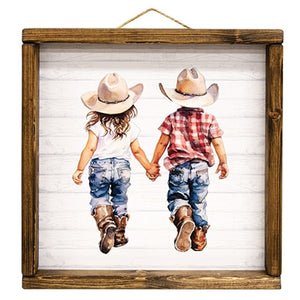 Country Boy & Girl Framed Print, 12"