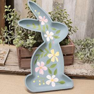 Wooden Floral Bunny Tray