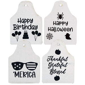 Welcome Black & White Cow Sign w/12 Seasonal Ear Tags