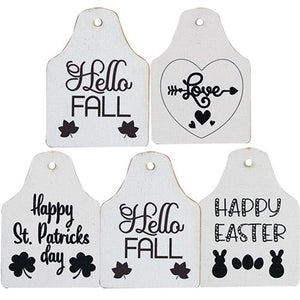 Welcome Black & White Cow Sign w/12 Seasonal Ear Tags