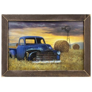 Old Chevy With Windmill Framed Print