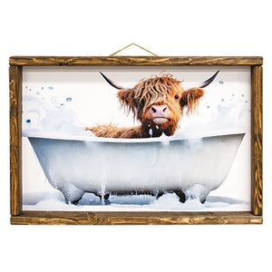 Highland Cow in Tub Framed Print