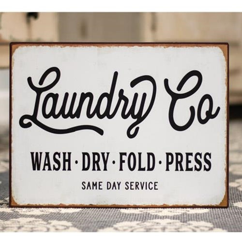 Laundry Co. Distressed Metal Sign