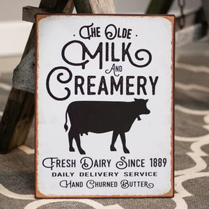 The Olde Milk & Creamery Distressed Metal Sign