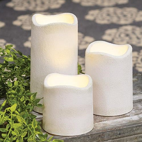 White Cement Timer Pillar Led Candle