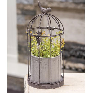 Wire Birdcage with Cement Pot